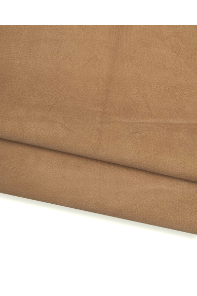 Beige - camel NUBUCK leather hide, suede calfskin with tiny light grain, soft cowhide  0.8-0.9 mm