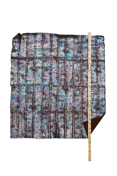 Pellame marrone laminato OLEOGRAFICO, pelle bandina di SALMONE metallizzata multicolor, morbida