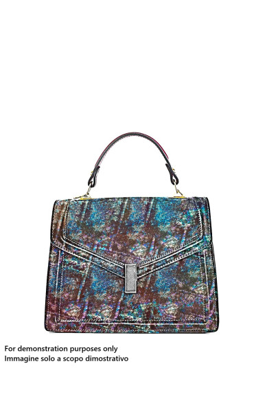 Pellame marrone laminato OLEOGRAFICO, pelle bandina di SALMONE metallizzata multicolor, morbida