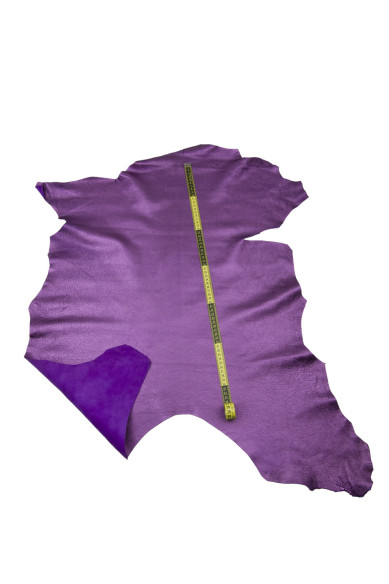 Pelle LAMINATA viola con GRANA piccola, pellame di capra, metallizzato morbido per il fai da te