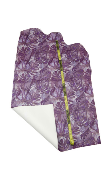 Pelle motivo FOGLIE viola, vitello stampa SAFFIANO, pellame rigido opaco per artigianato