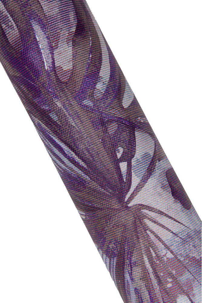 FLOWER printed leather hide, purple...