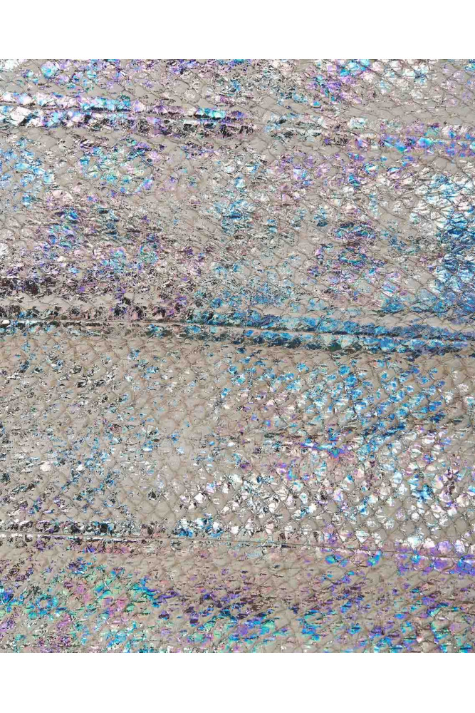 Light grey HOLOGRAPHIC leather hide,...