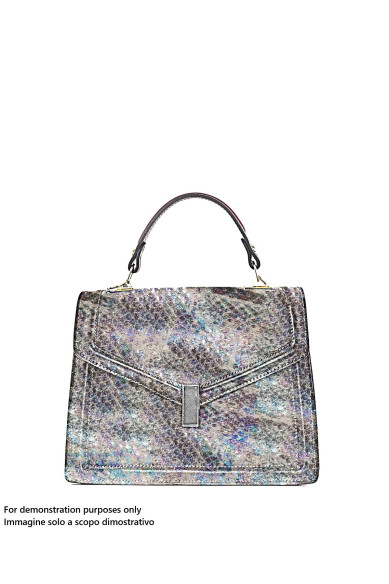 Pellame color grigio chiaro laminato OLEOGRAFICO, pelle bandina di SALMONE metallizzata multicolor, morbida