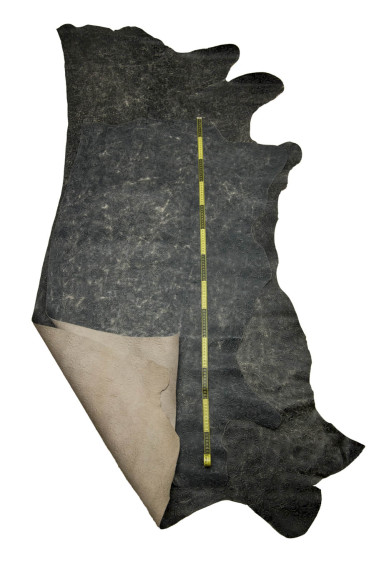 Floral EMBOSSED leather hide, grey/black aged distressed calfskin, vintage CHARRO printed bleached cowhide