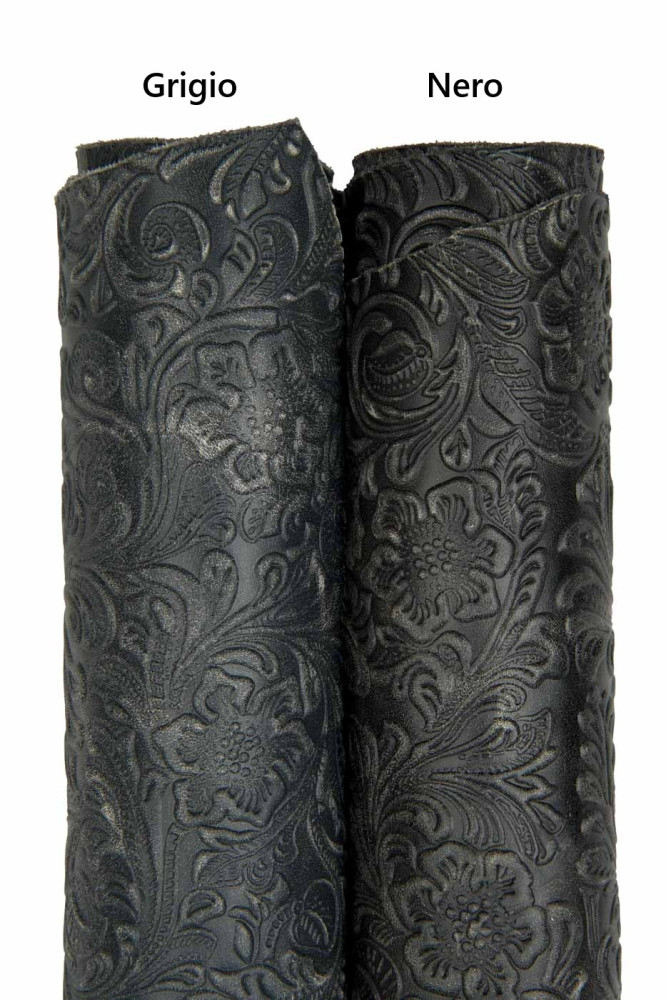 Pelle stampa FLOREALE grigio e nero,...
