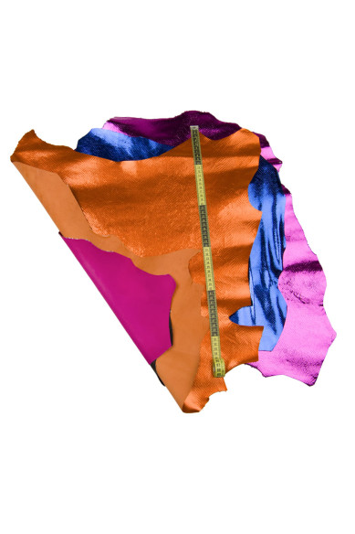 Pelle PITONE arancione, fuxia, blu elettrico - capra LAMINATA stampa serpente, pellame per fai da te