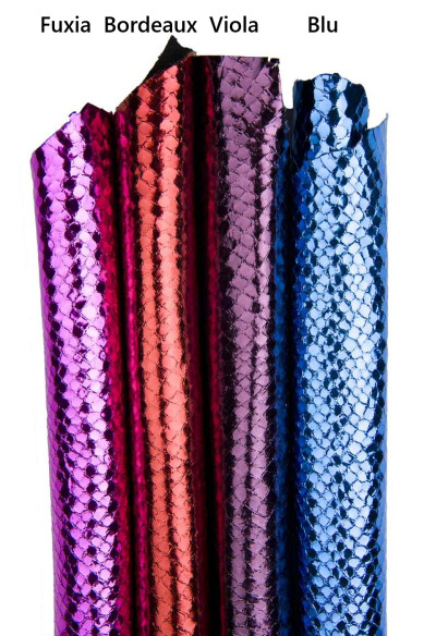 Pelle stampa PITONE, capra METALLIZZATA blu, fuxia, bordeaux, viola - pellame per hobbisti
