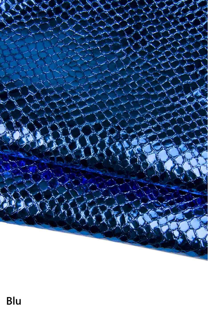 PYTHON printed leather skin, blue,...
