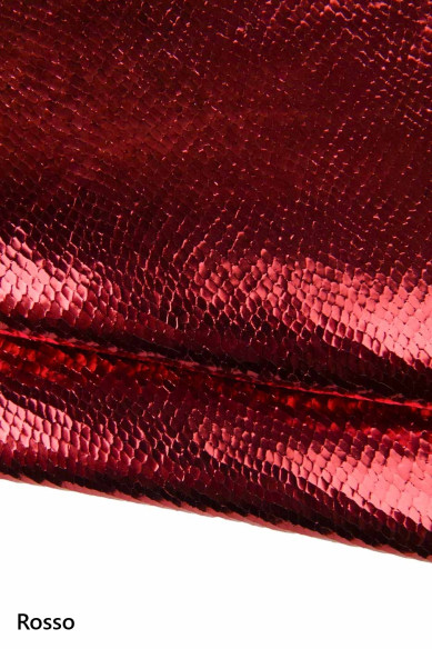 METALLIC PYTHON leather skins - red, green, blue REPTILE printed goatskin, glossy snakeskin hide for diy projects
