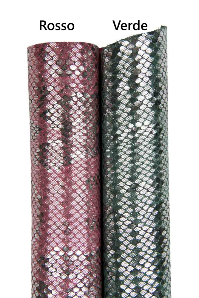 Red, green PYTHON cowhides, REPTILE...