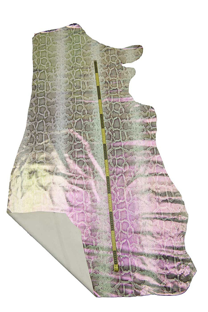 Grey IRIDESCENT PYTHON leather hide,...