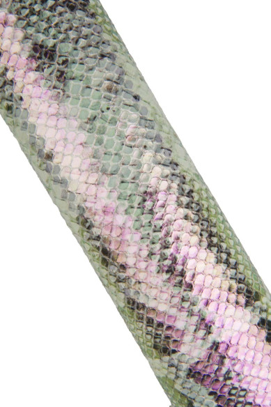 Grey IRIDESCENT PYTHON leather hide, snake textured metallic cowhide, luxurious soft calfskin