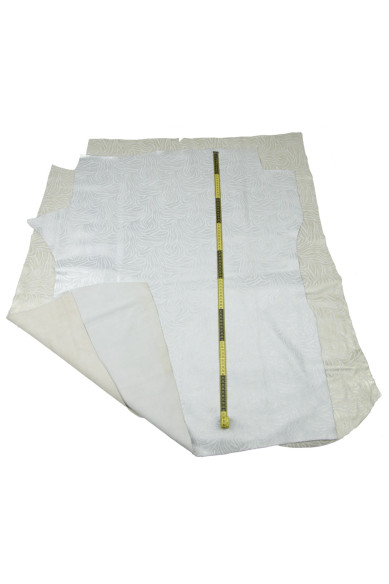 Pelle stampa ZEBRA LAMINATA, pellame CROSTA scamosciata, vitello bianco stampa animalier glitter platino e argento