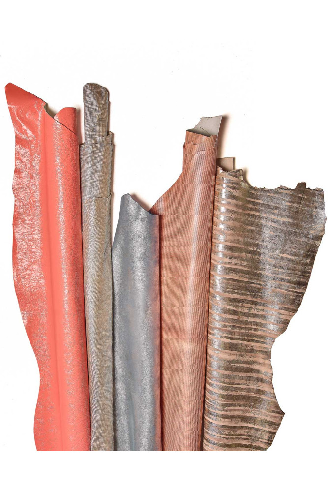 Bundle of 5 leather skins pink and...