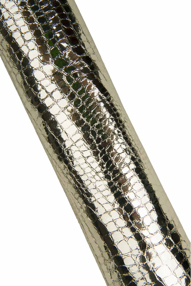 PLATINUM CROCODILE printed cowhide,...