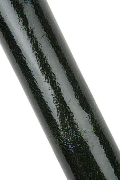 Pellame LUCIDO stampa CRACKLE nero- verde, vitello sportivo morbido, pelle vintage per fai da te