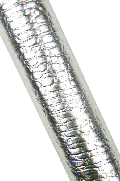 Pelle COCCODRILLO ARGENTO, vitello laminato stampato, pellame metallizzato per artigiani