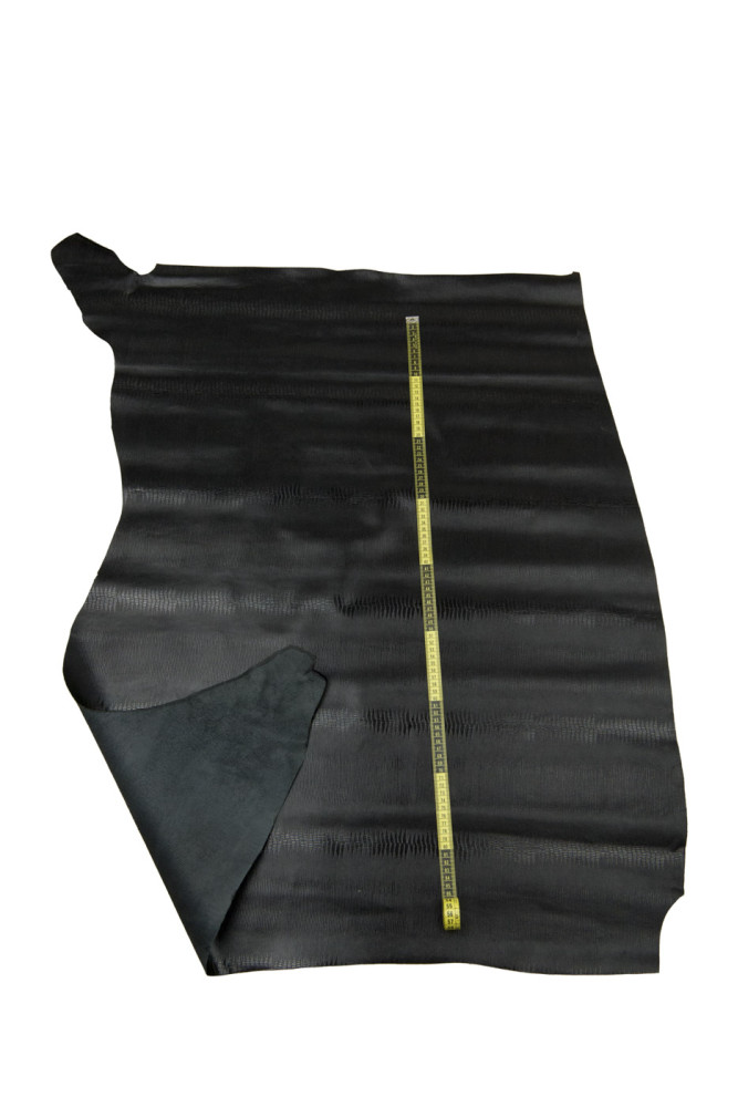 Black LIZARD embossed leather hide,...