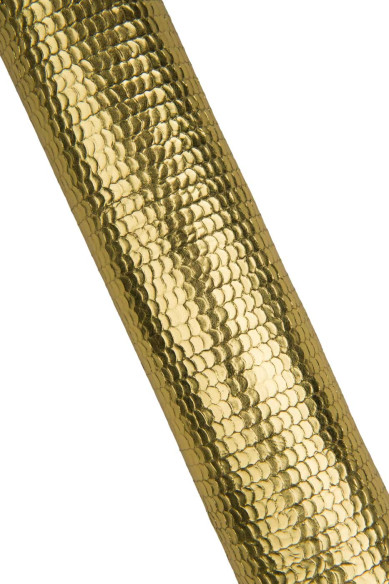 Pelle laminata ORO, capra lavata stampa simil - RETTILE serpente, pellame di lusso metallizzato DORATO