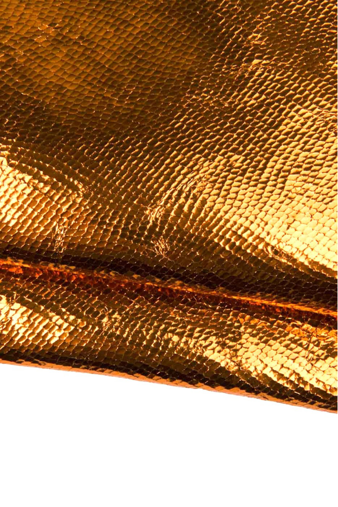 Orange PYTHON leather skin, snake...