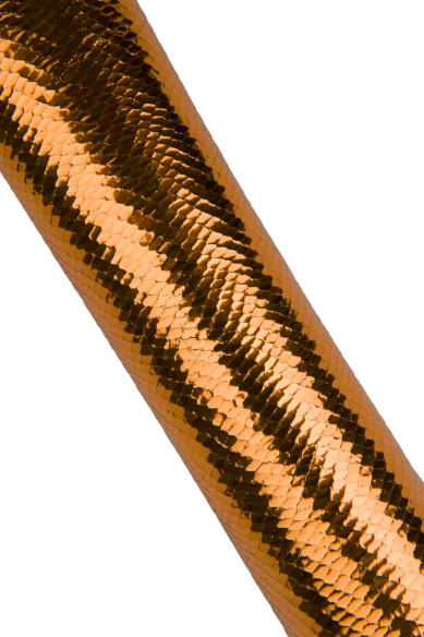 Orange PYTHON leather skin, snake printed METALLIC goatskin, reptile pattern on soft hide, for hobbyists