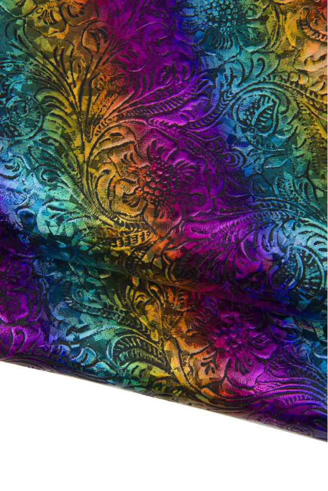 Pelle FLOREALE multicolor, vitello...