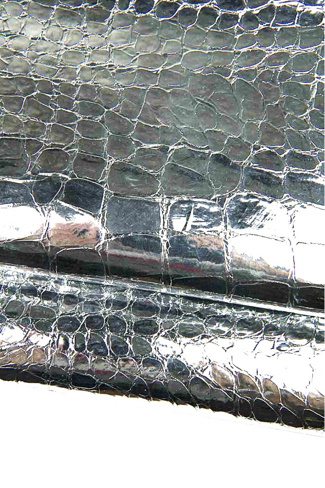 Pelle stampa COCCODRILLO argento,...