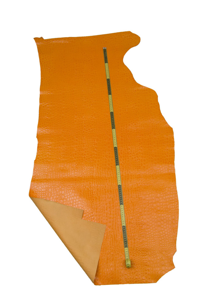Orange CROCODILE embossed leather...