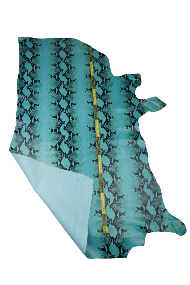 Turquoise PYTHON textured leather...