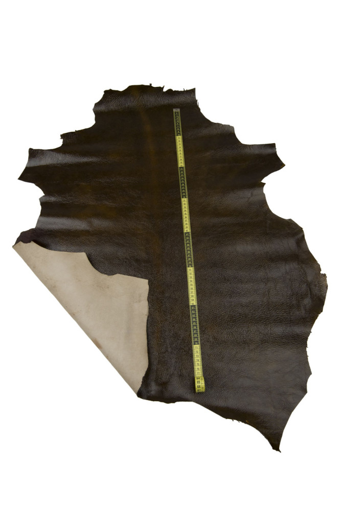Brown SHADED leather skin, wrinkled...