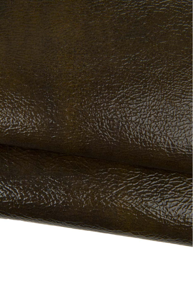 Brown SHADED leather skin, wrinkled...