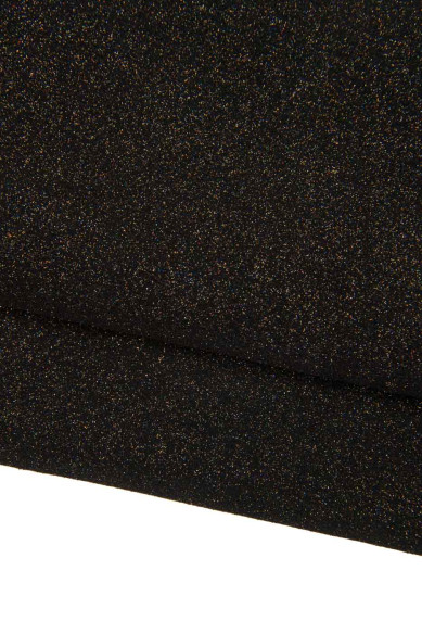 GLITTER leather hide, multicolor metallic texture on black SUEDE calfskin, soft cowhide for hobbyists
