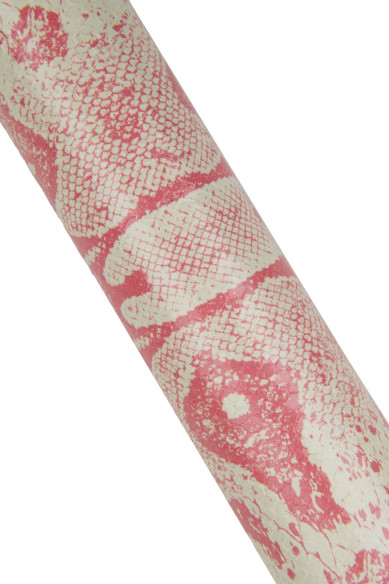 Pink - cream REPTILE leather hide, PYTHON snake printed cowhide, glossy soft textured calfskin for hobbyists
