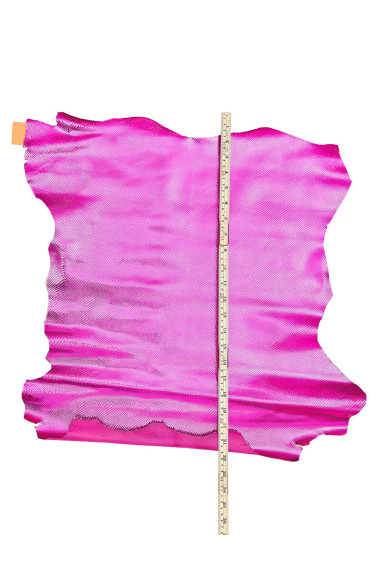 Fuchsia PYTHON leather skin, METALLIC reptile printed goatskin, glossy soft hide for DIY projects