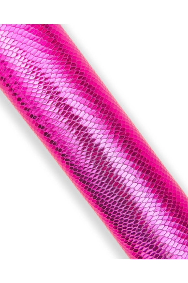 Fuchsia PYTHON leather skin, METALLIC reptile printed goatskin, glossy soft hide for DIY projects