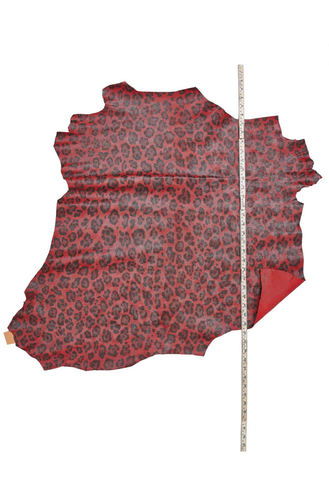 Pelle LEOPARDO rosso/nero INTAGLIATO,...