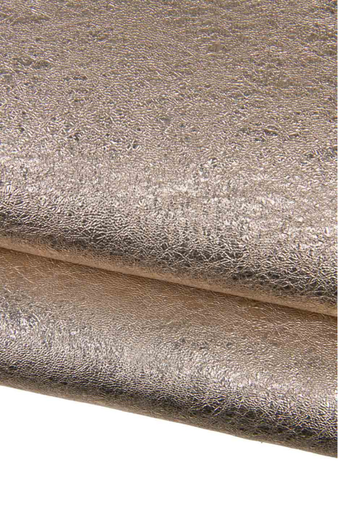 PINK METALLIC leather skin, wrinkled...