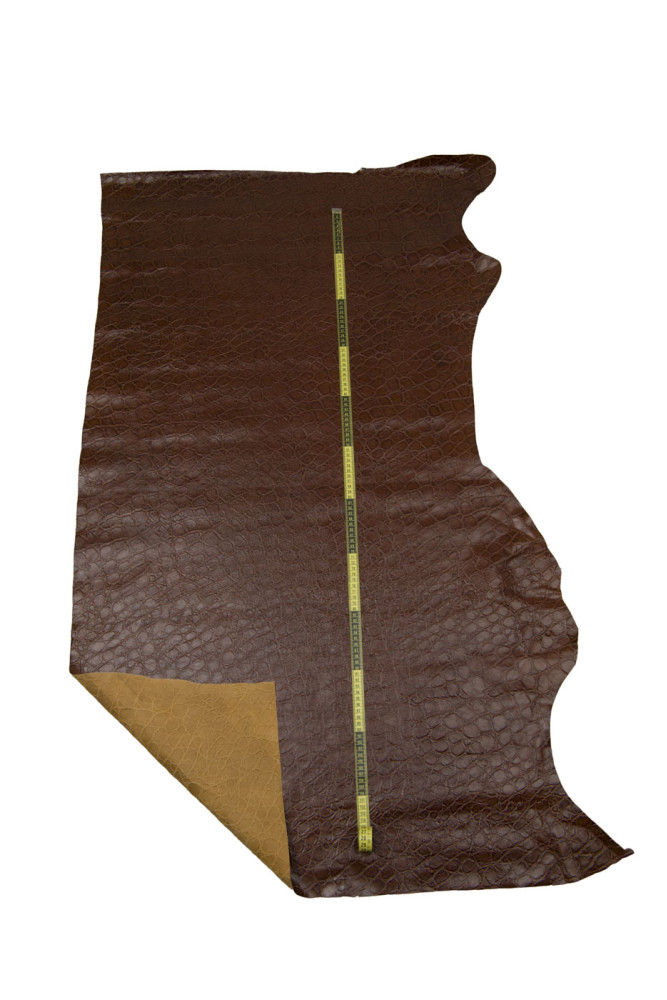 Brown CROCODILE printed leather hide,...