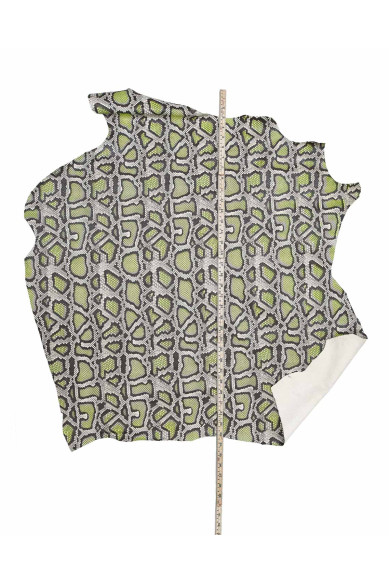 Black grey and NEON yellow, python printed leather hide, reptile SNAKE textured goatskin glossy soft hides for hobbyists