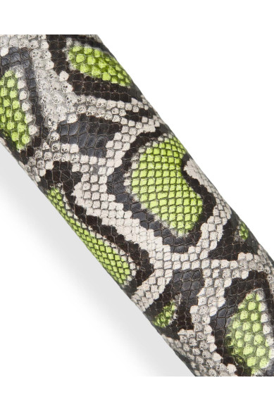 Black grey and NEON yellow, python printed leather hide, reptile SNAKE textured goatskin glossy soft hides for hobbyists