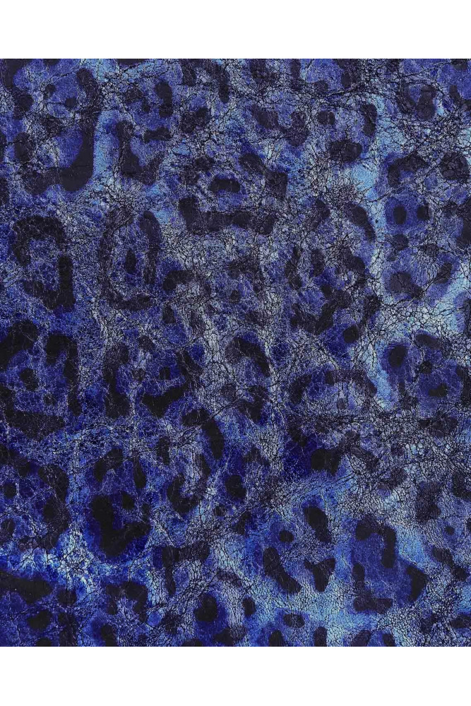 Pelle LEOPARDO blu/nero, capra...