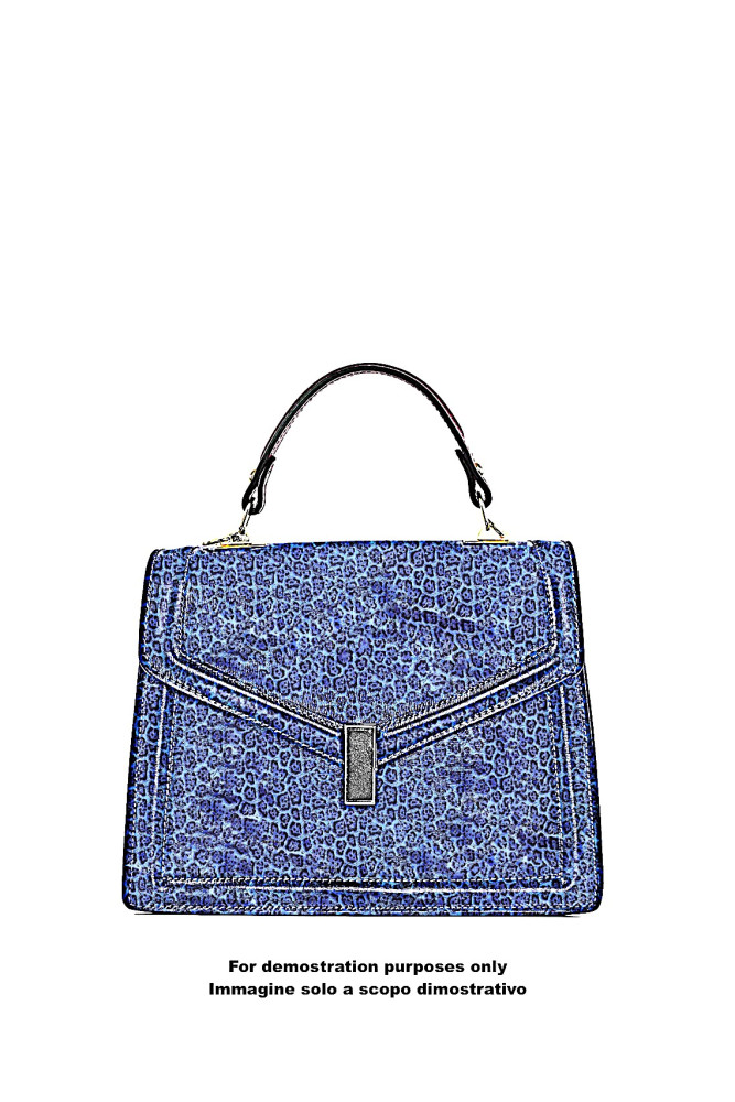 Pelle LEOPARDO blu/nero, capra...