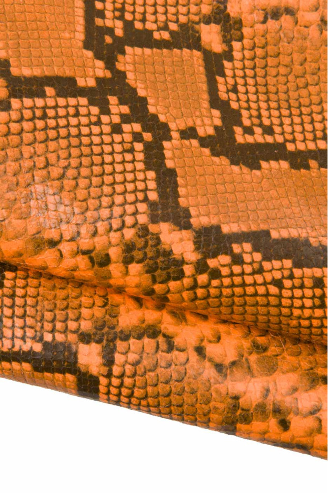 Fluo - NEON orange PYTHON leather...