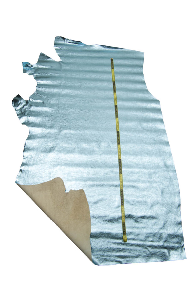Light blue METALLIC leather hide,...