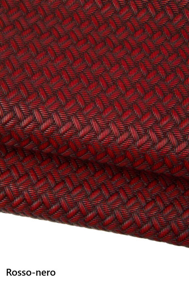 BRAIDED printed leather hides, red-black, white - black EMBOSSED cowhide, sporty soft calfskin