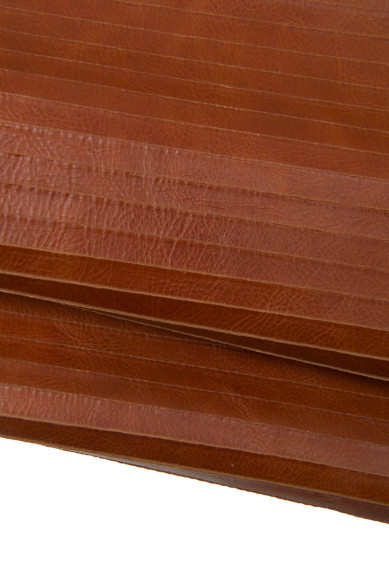 Genuine CARVED leather hide, reddish brown natural wrinkled calfskin, STRIPED printed soft cowhide for crafters