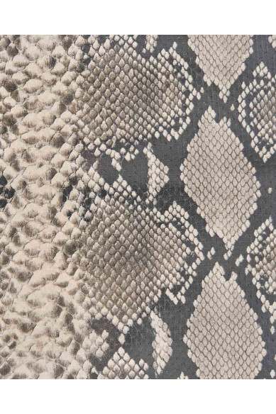 Grey black PYTHON textured leather hide, glossy soft reptile printed calfskin, snake pattern on cowhide, for DIY creations