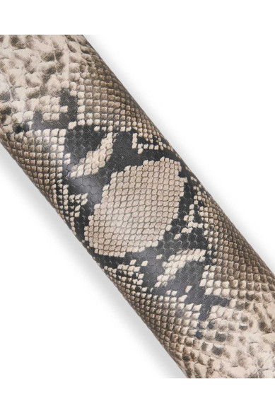 Grey black PYTHON textured leather hide, glossy soft reptile printed calfskin, snake pattern on cowhide, for DIY creations