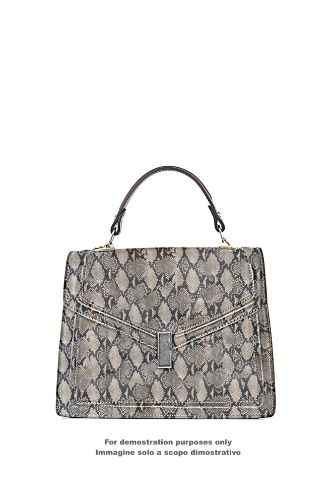 Grey black PYTHON textured leather...